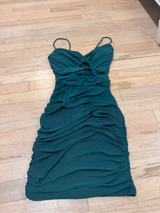Windsor Dresses & Skirts - Windsor Teal Ruched Spaghetti Strap Mini Dress